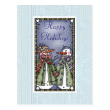 Merry Christmas Snowman Postcard