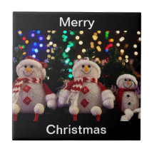 Merry Christmas Snowman Tile