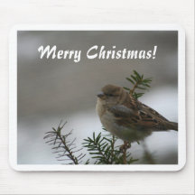 Merry Christmas, Sparrow Mouse Pad