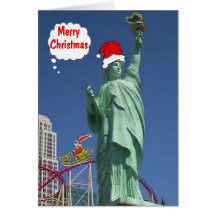 Merry Christmas Statue of Liberty & Santa LV Card