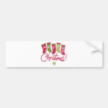 Merry Christmas Stockings Bumper Stickers