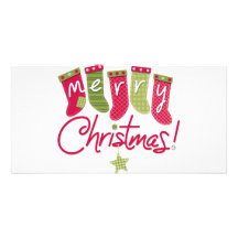 Merry Christmas Stockings Photo Cards