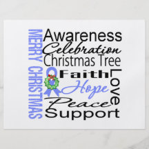 Merry Christmas Stomach Cancer Ribbon Collage Flyer Design