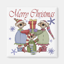 Merry Christmas Teddy Bears Magnets