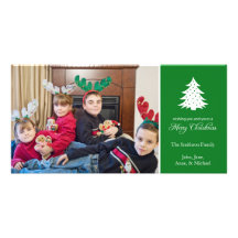 Merry Christmas Tree Photo Cards (Green)