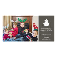 Merry Christmas Tree Photo Cards (Grey)