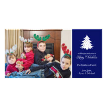 Merry Christmas Tree Photo Cards (Navy Blue)