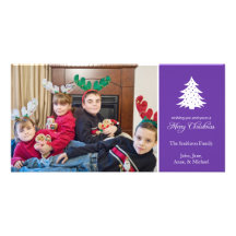 Merry Christmas Tree Photo Cards (Purple)