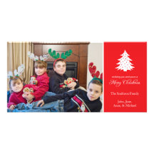 Merry Christmas Tree Photo Cards (Red)