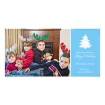 Merry Christmas Tree Photo Cards (Sky Blue)