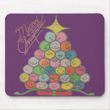 Merry Christmas Tree Quilt Panel Mousepad