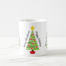 Merry christmas tree with decorations tote cup mugs