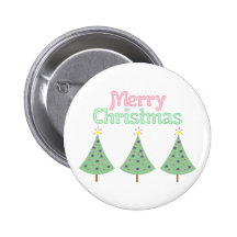 Merry Christmas Trees Button