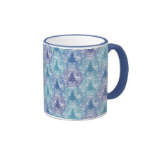 Merry Christmas Trees Mug in Blue and Purple