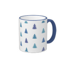 Merry Christmas Trees Mug in Blue and Purple