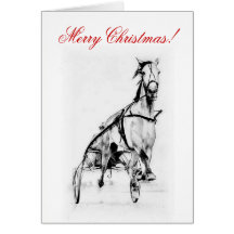 Merry Christmas Trotter Horse Racing Card
