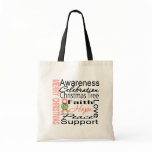 Merry Christmas Uterine Cancer Ribbon Collage bags