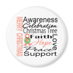Merry Christmas Uterine Cancer Ribbon Collage magnets