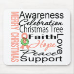 Merry Christmas Uterine Cancer Ribbon Collage mousepads