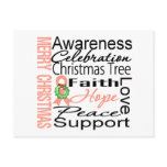 Merry Christmas Uterine Cancer Ribbon Collage postcards