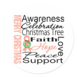 Merry Christmas Uterine Cancer Ribbon Collage stickers