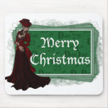 Merry Christmas Victorian Woman 2 Fantasy Mousepad