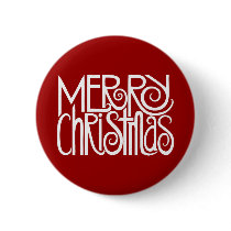Merry Christmas White Button