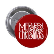 Merry Christmas White Button