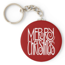 Merry Christmas White Keychain