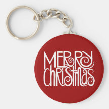 Merry Christmas White Keychain