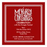 Merry Christmas white on red Party Invitation