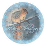 MERRY CHRISTMAS WINTER SQUIRREL by SHARON SHARPE Round Sticker