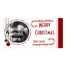 Merry Christmas with candycane Custom Photo Card