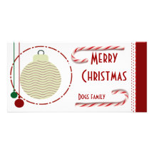 Merry Christmas with candycane Customized Photo Card