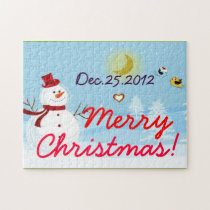 Merry Christmas with Snowman Photo Puzzle puzzles