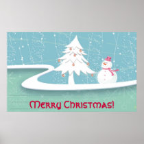 Merry Christmas with Snowman Posters