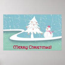 Merry Christmas with Snowman Posters