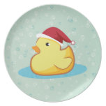 Merry Christmas yellow rubber duckie plate plates