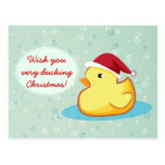 Merry Christmas yellow rubber ducky postcard