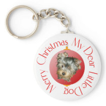 Merry Christmas Yorkshire Terrier Keychain