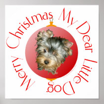 Merry Christmas Yorkshire Terrier Posters