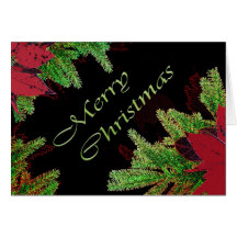 Merry Christms Poinsettia Card I