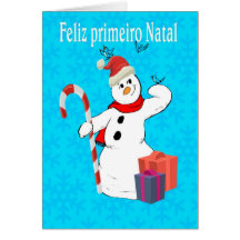 Merry First Christmas Card In Portuguese