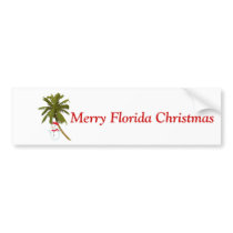 Merry Florida Christmas, snowman under palm Bumper Stickers