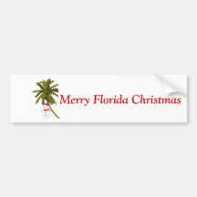 Merry Florida Christmas, snowman under palm Bumper Stickers