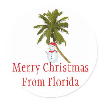 Merry Florida Christmas Round Sticker
