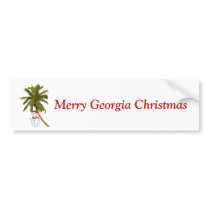 Merry Georgia Christmas, snowman under palm Bumper Stickers