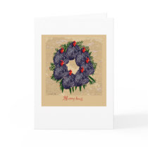 Merry Hens Christmas wreath (backyard chickens) Greeting Card