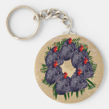 merry hens wreath gifts keychain