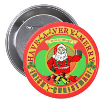 Merry Irish Christmas Bufton Pinback Buttons
